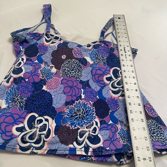 Miraclesuit x Talbots Purple Floral Tankini Swimsuit Bathing Suit Plus Size 22W - Picture 6 of 12